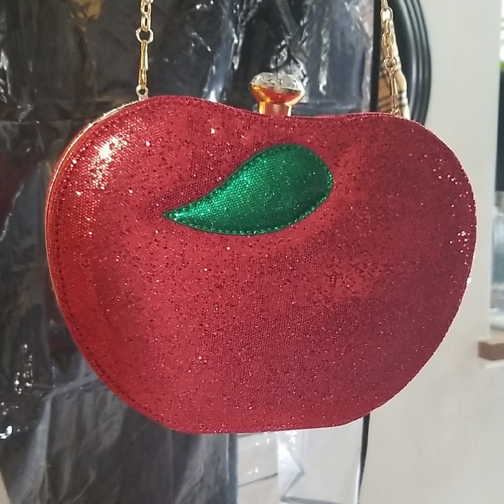 Red Glitter Apple-Shaped Clutch